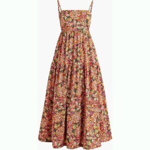 NWT J. CREW Multi-color Tie Back Cotton Maxi Dress 0